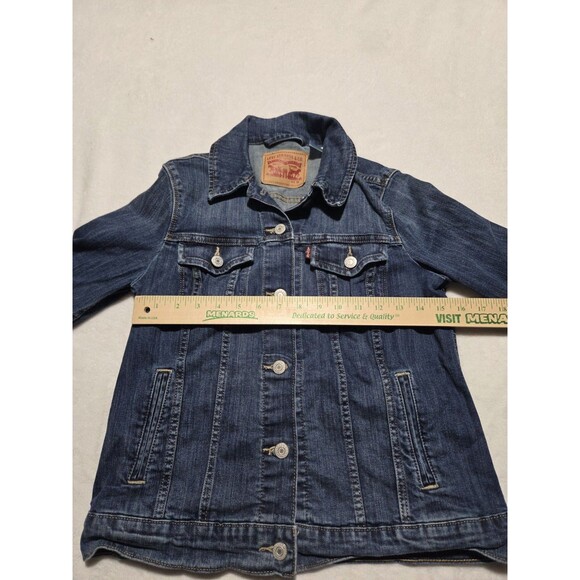 Levi’s Womens Medium Blue Trucker Denim Jacket Fitted with Stretch Button - Picture 7 of 8
